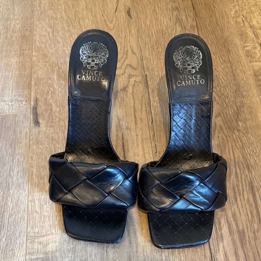 Vince Camuto Black Braided Slide Sandals